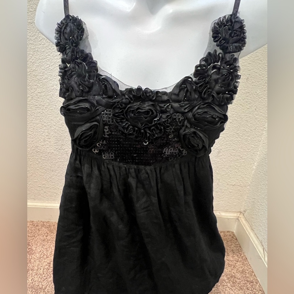 Y2K rosette sequin babydoll top